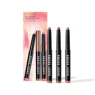 Golden Glow Shadow Stick Set, Long-Wear Cream Shadow Stick - Blushing Peach<br>Long-Wear Cream Shadow Stick - Golden Bronze<br>Long-Wear Cream Liner Stick - Taupe, 2 x 1.6g & 1.1g